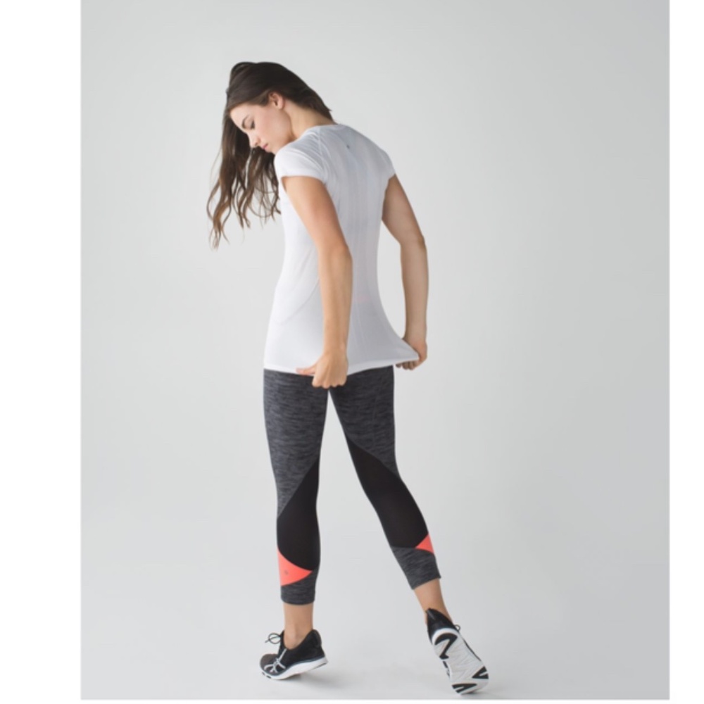 LULULEMON Pace Rival Crop Leggings Wee Are From Space Black Slate Grapefruit 6